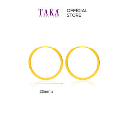 TAKA Jewellery 999 Pure Gold 5G Round Hoop Earrings