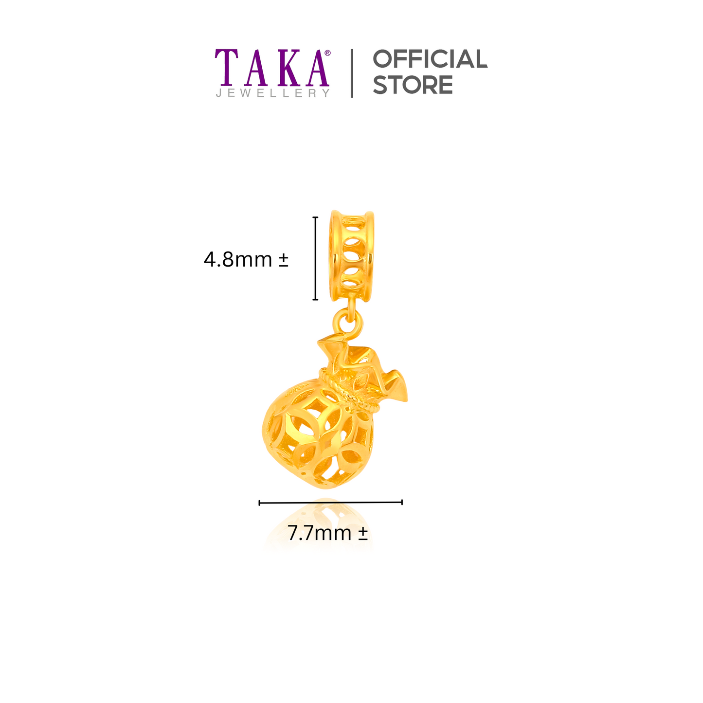 TAKA Jewellery 916 Gold Charm Fortune Bag