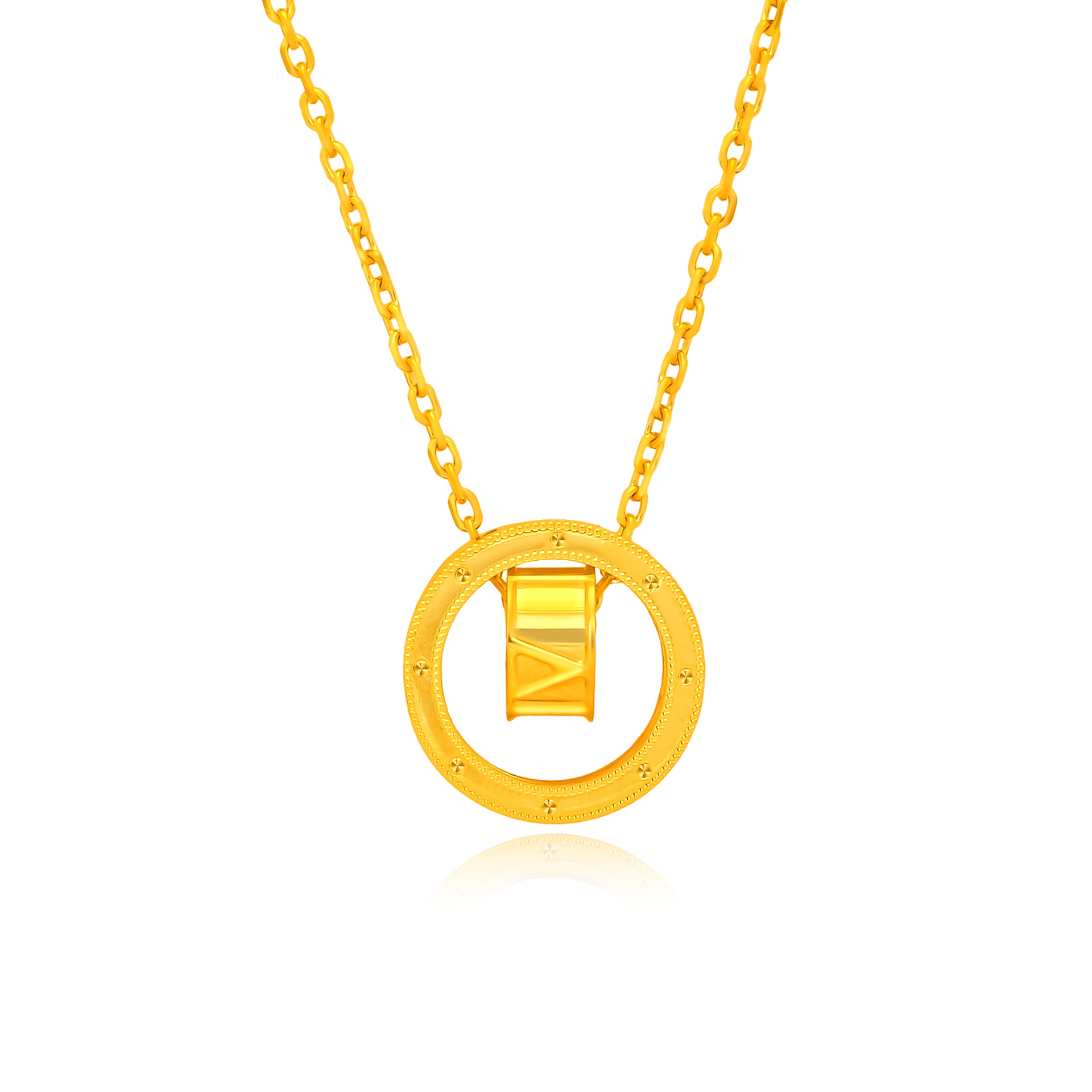 Gold necklace with 2 on sale circles