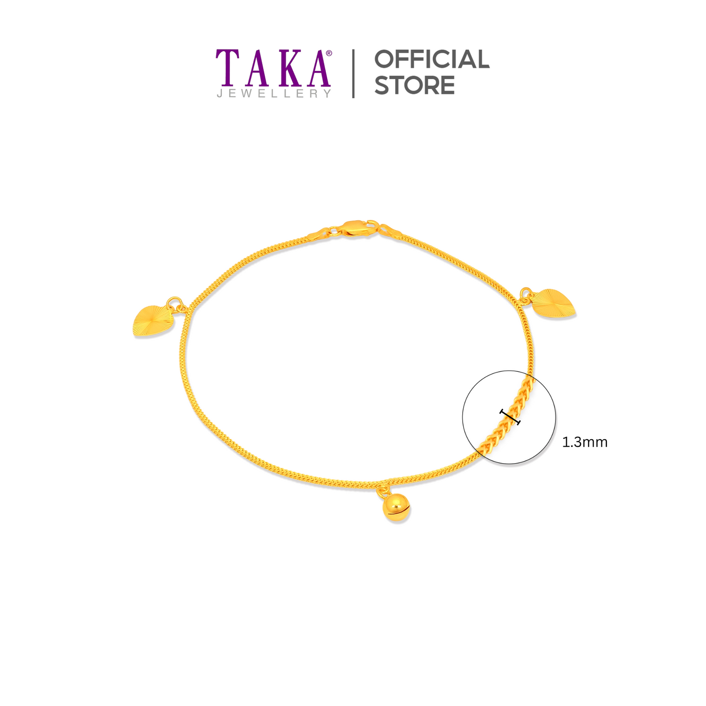 TAKA Jewellery 916 Gold Anklet