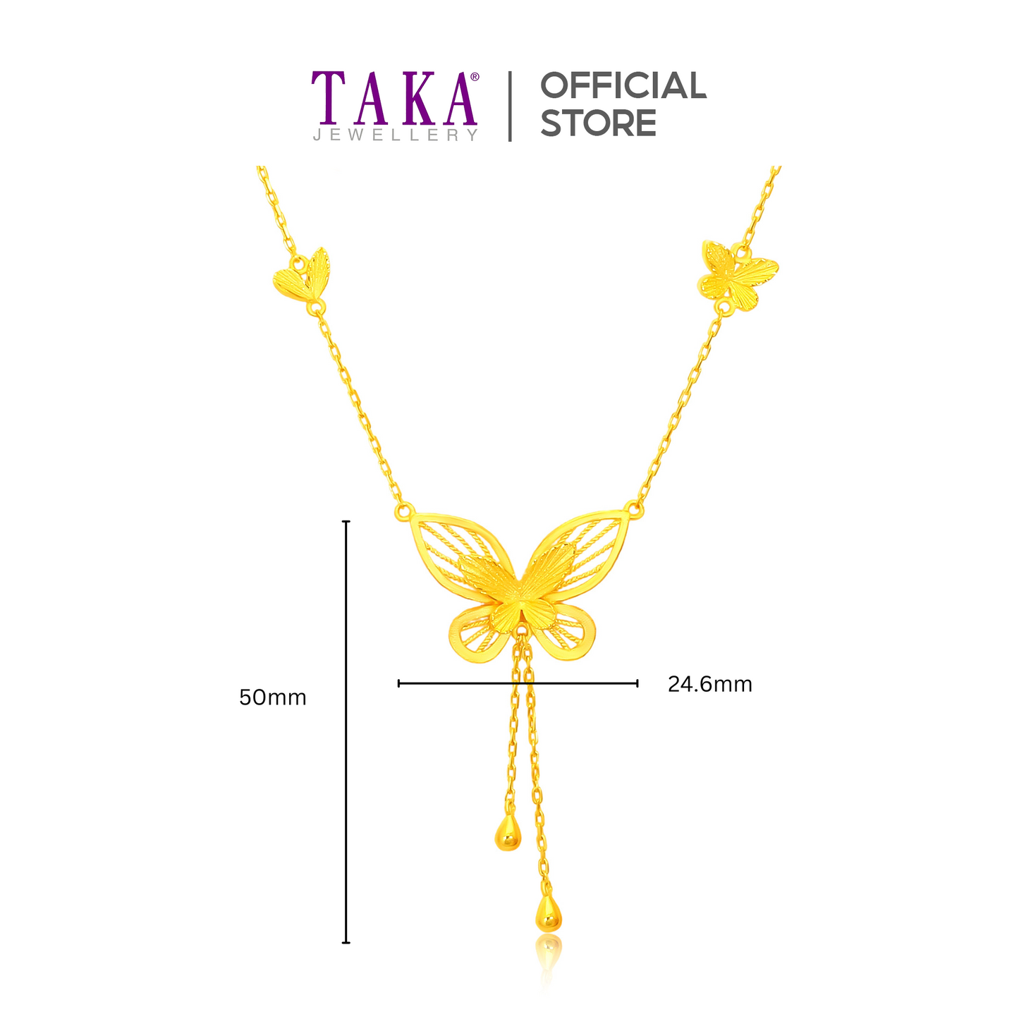 TAKA Jewellery 999 Pure Gold Matching Set - Necklace, Ring and Earrings