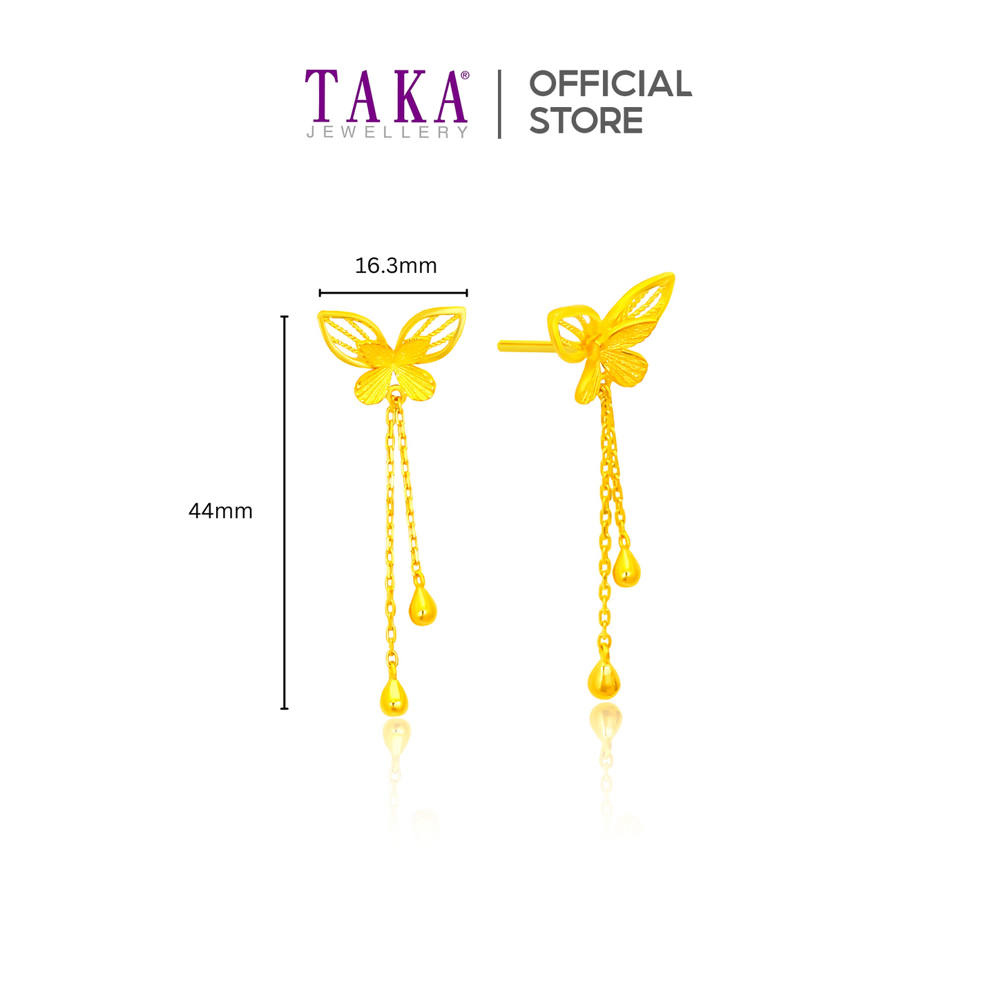 TAKA Jewellery 999 Pure Gold Matching Set - Necklace, Ring and Earrings