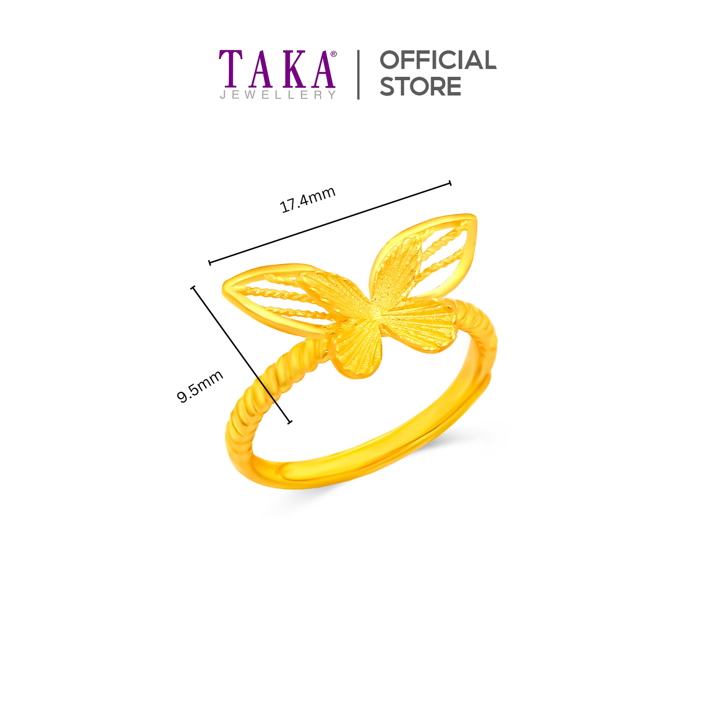 TAKA Jewellery 999 Pure Gold Matching Set - Necklace, Ring and Earrings